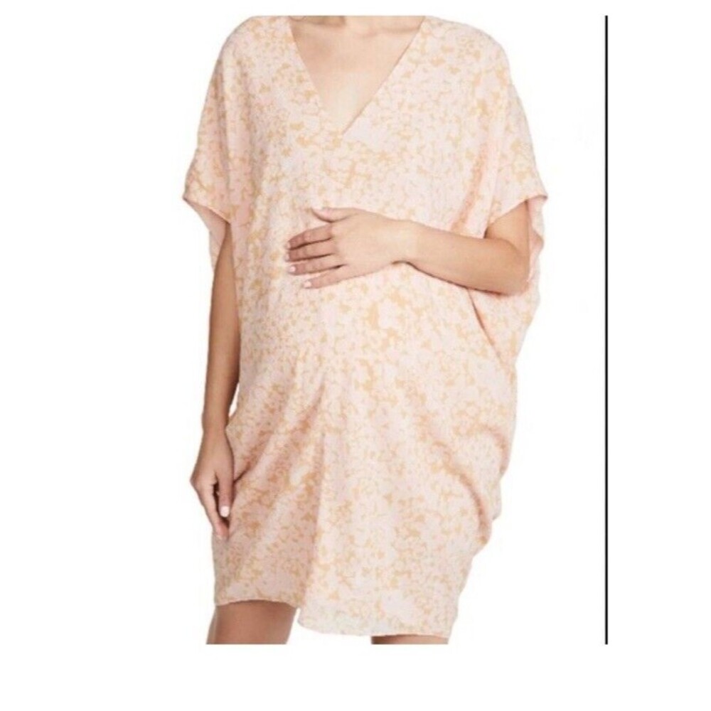 HATCH Maternity Slouch Dress Tunic Floral Pink One Size Lined Silk Beach Travel